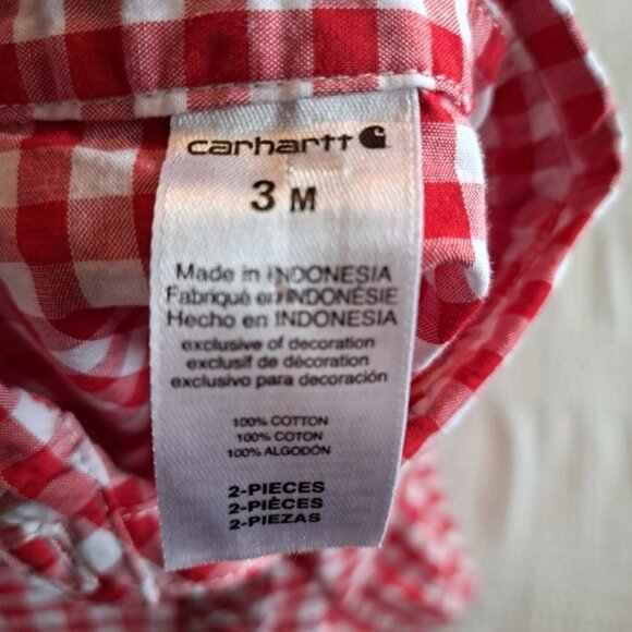 Carhartt girls size 3 months red & white gingham bodysuit - Picture 2 of 4
